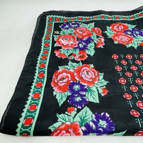 Vintage Handkerchief Hankie Bandana 30x30” Big Square Italy Flower Spring Summer - Picture 5 of 10